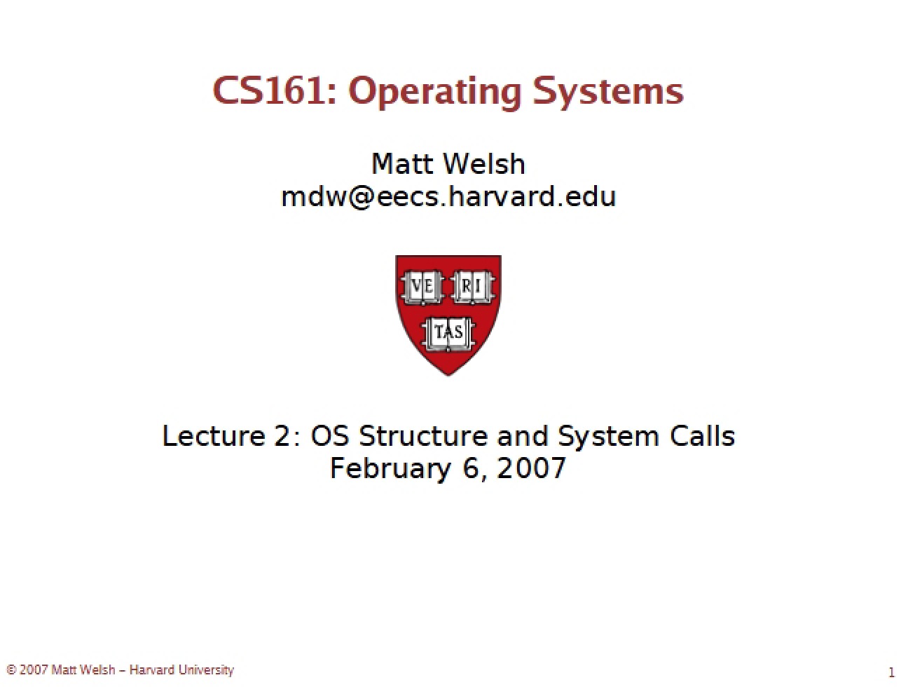 Second Lecture on Operating Systems