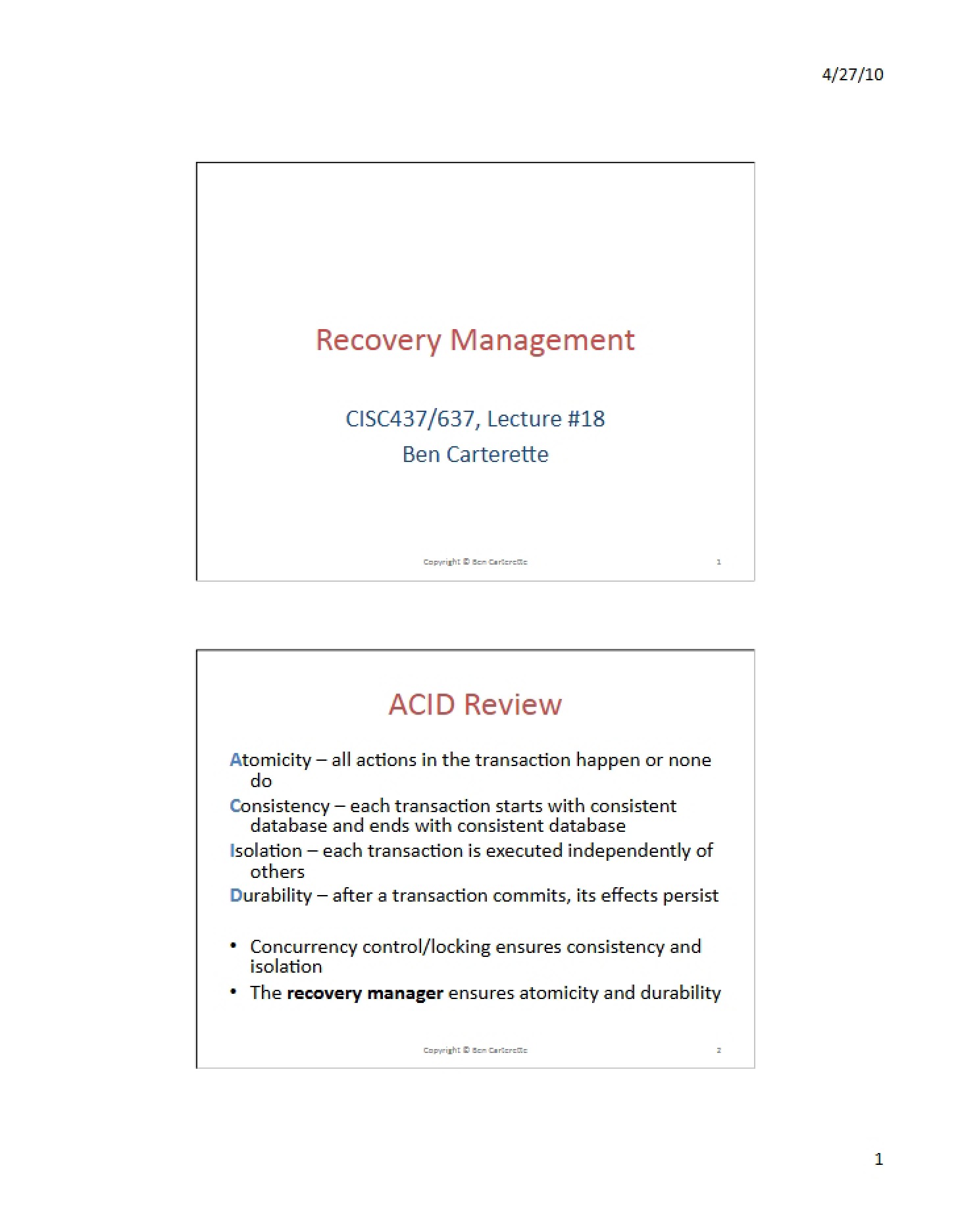 Recovery Management Systems