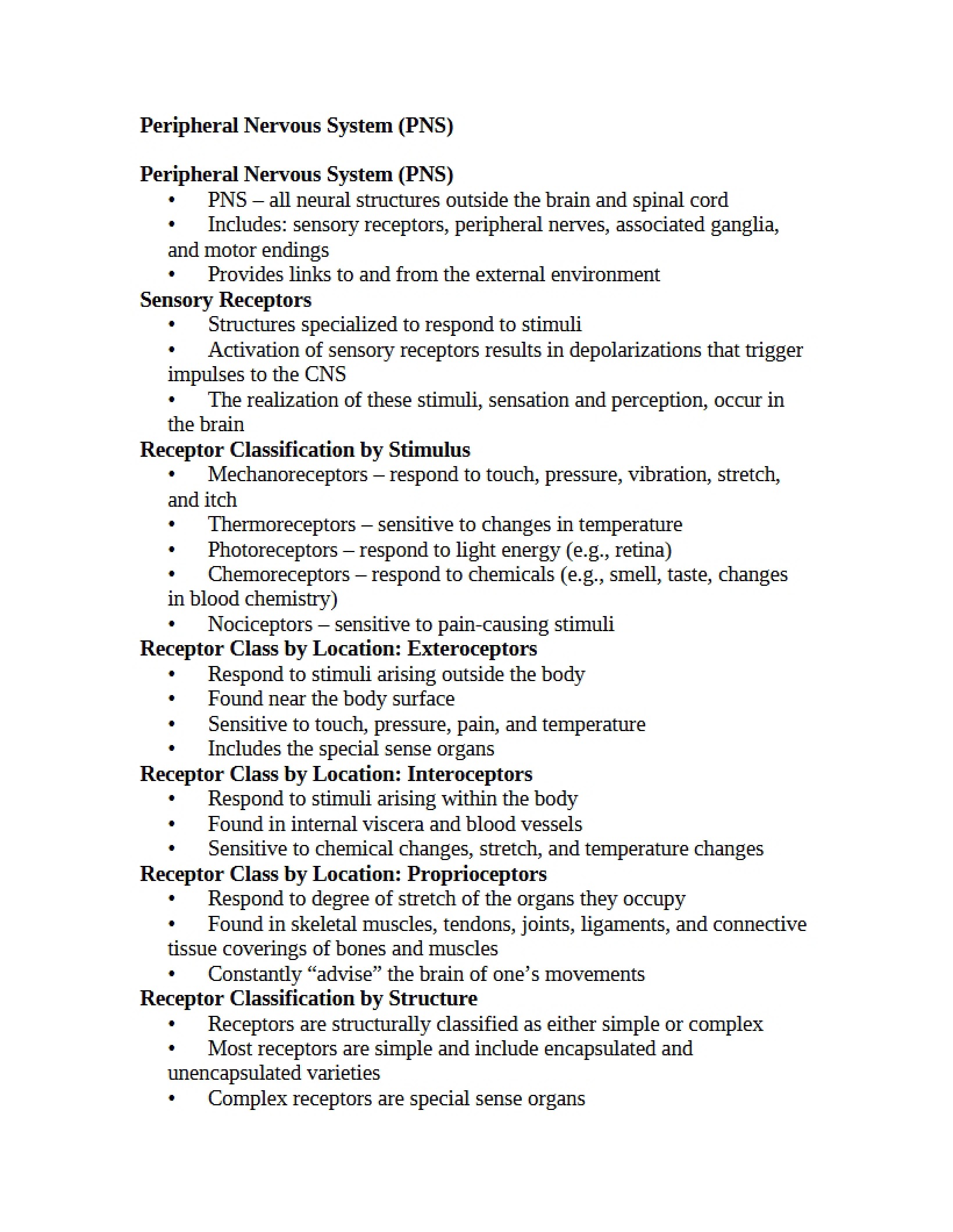 PNS Peripheral Nervous System