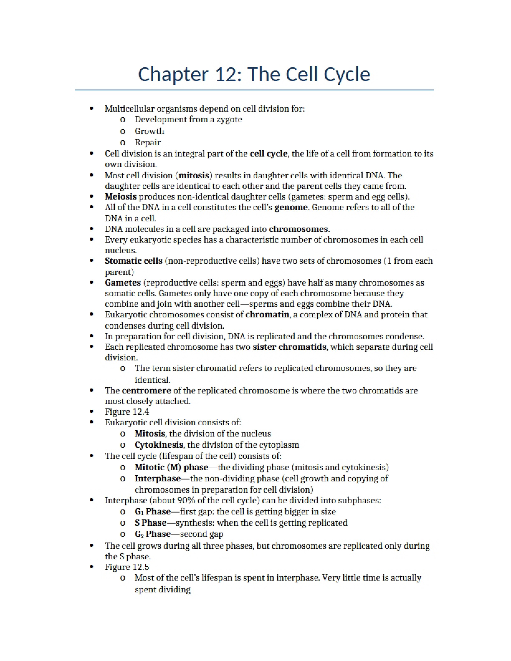 Cell Cycle Overview (Ch 12)