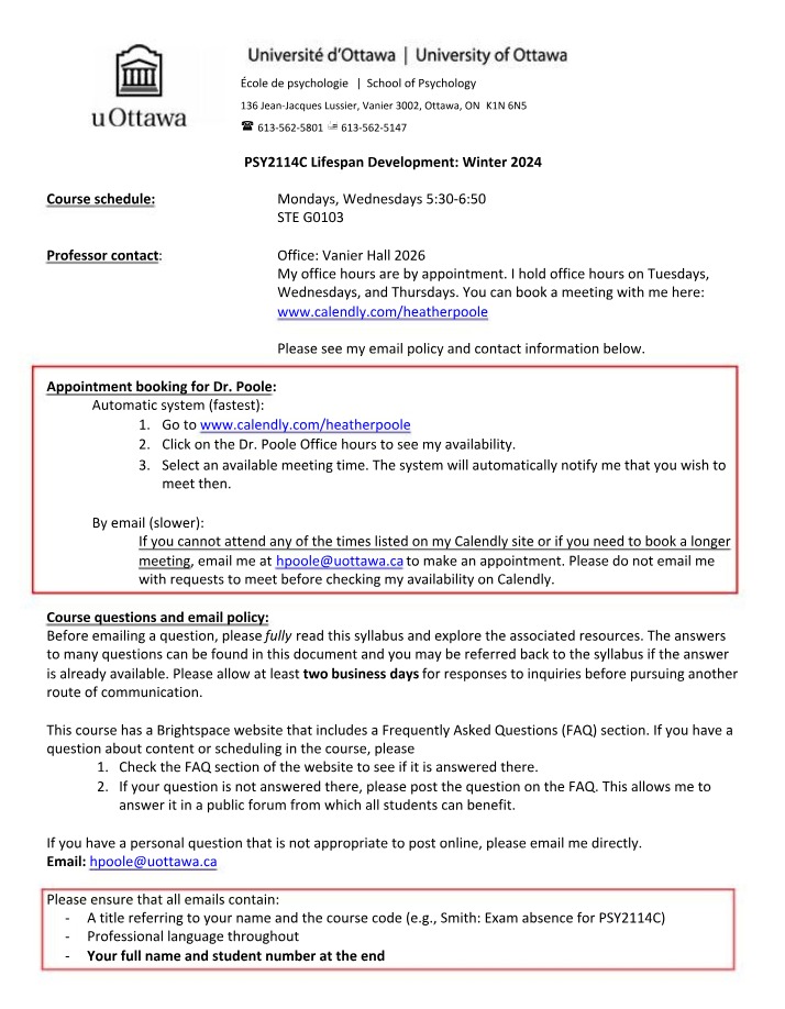 Course Syllabus - PSY2114C