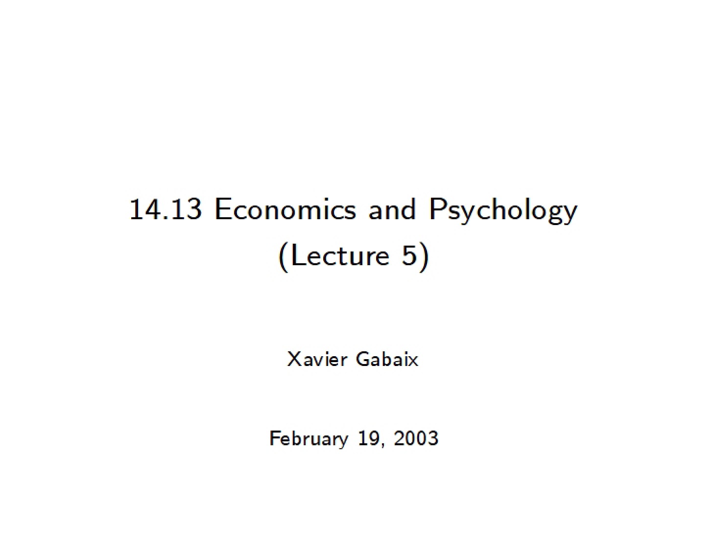 Psychological Economics