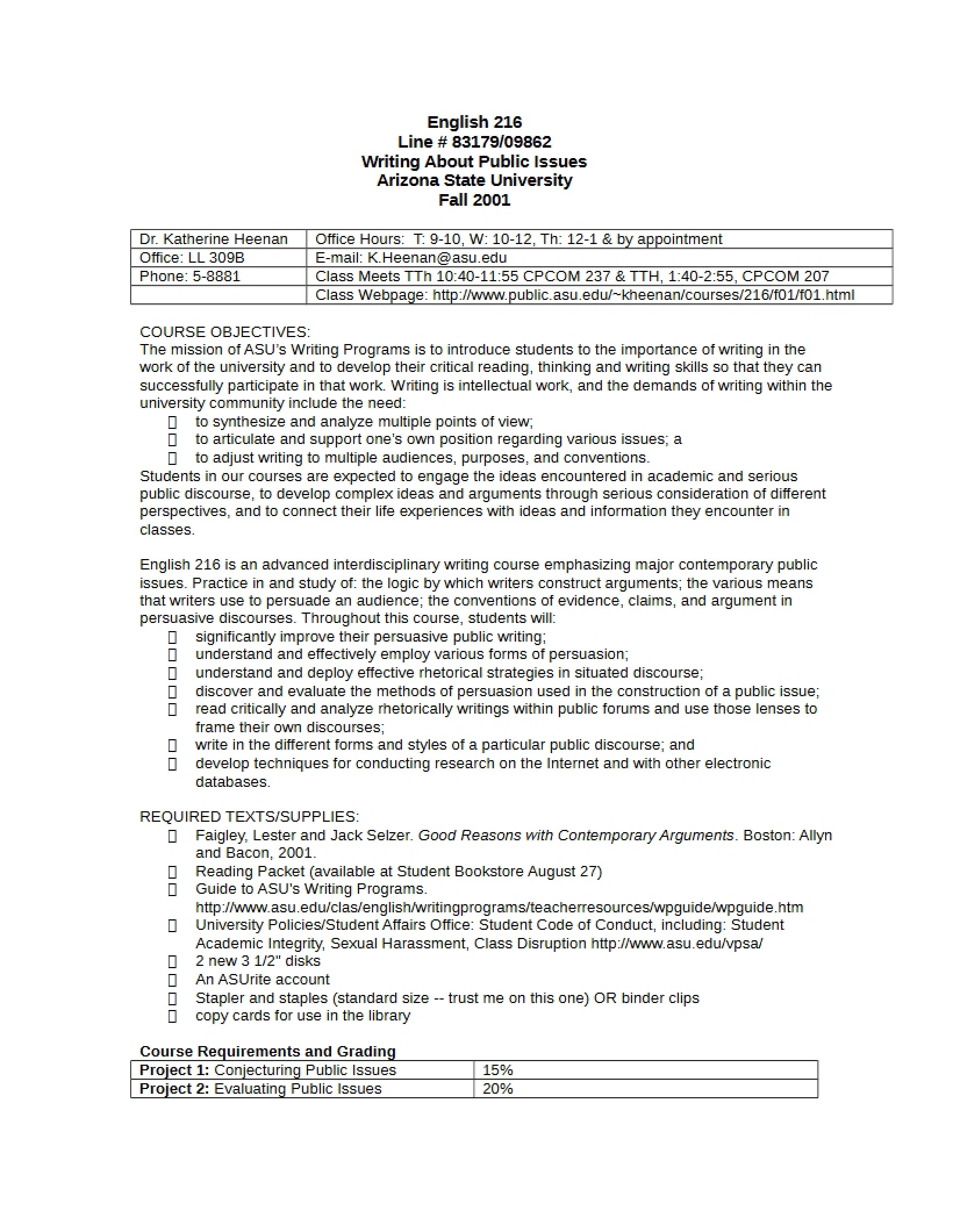 Persuasive Writing Syllabus