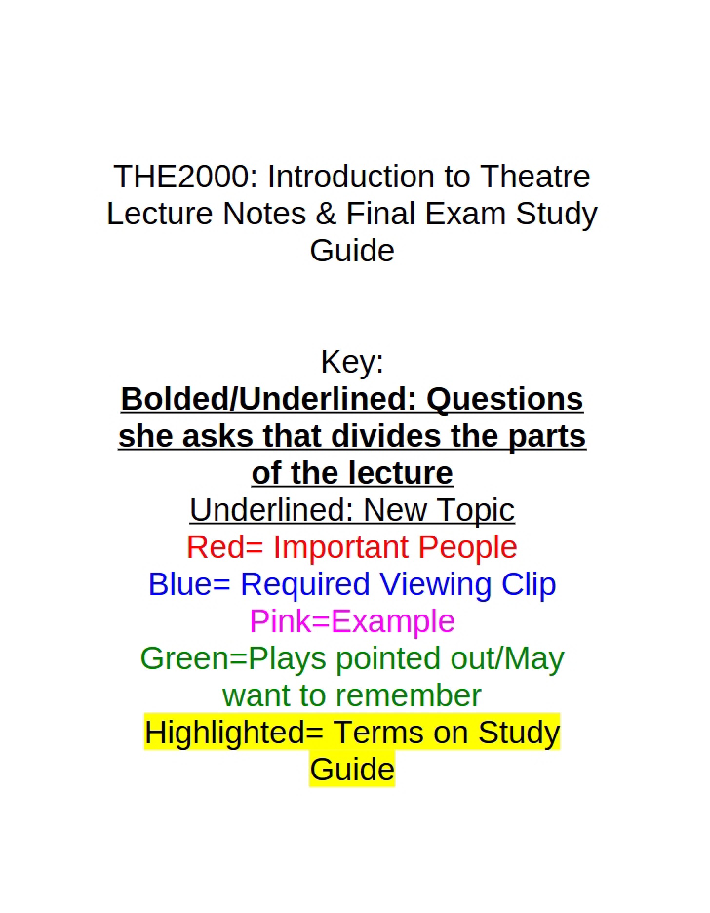 Lecture on Acting and Directing