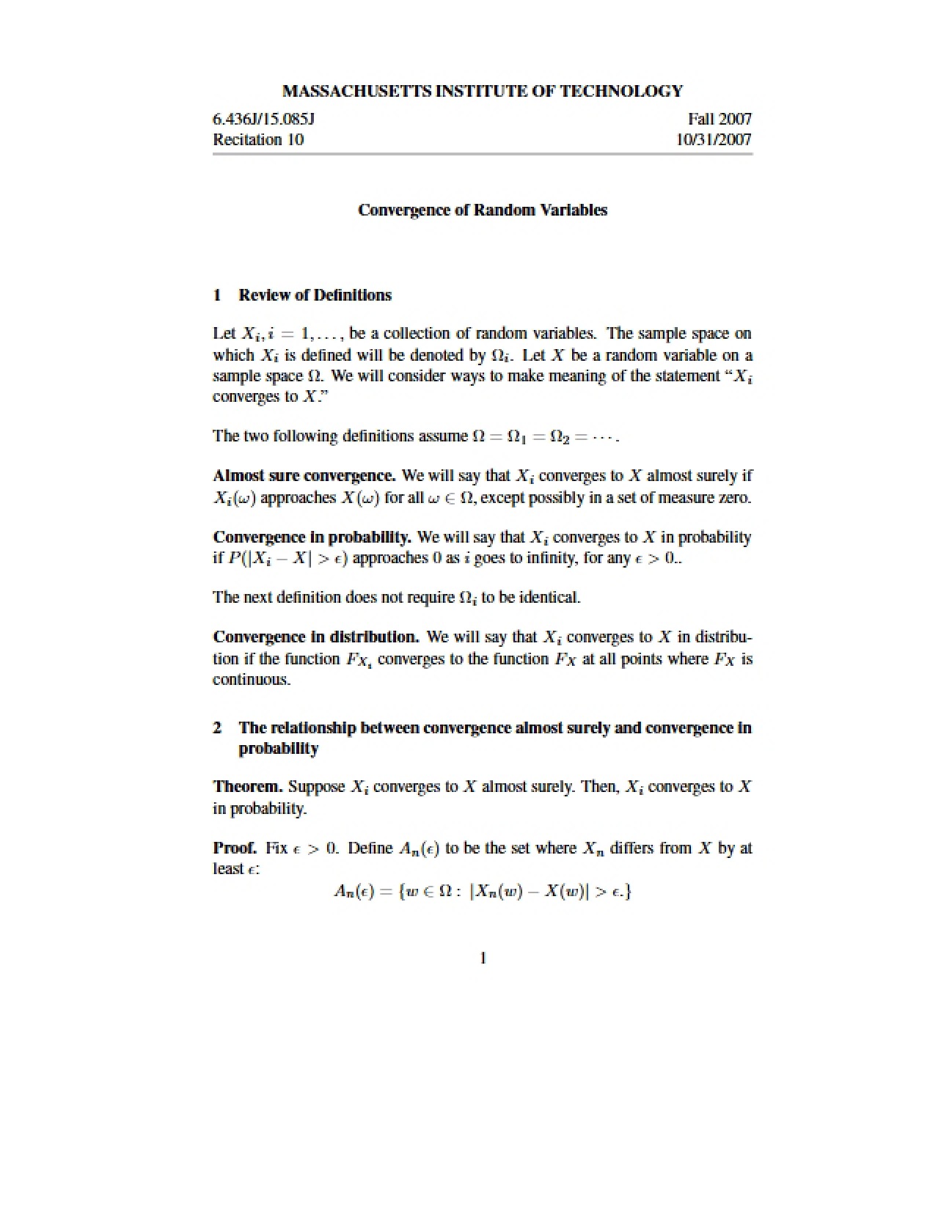 Random Variable Convergence