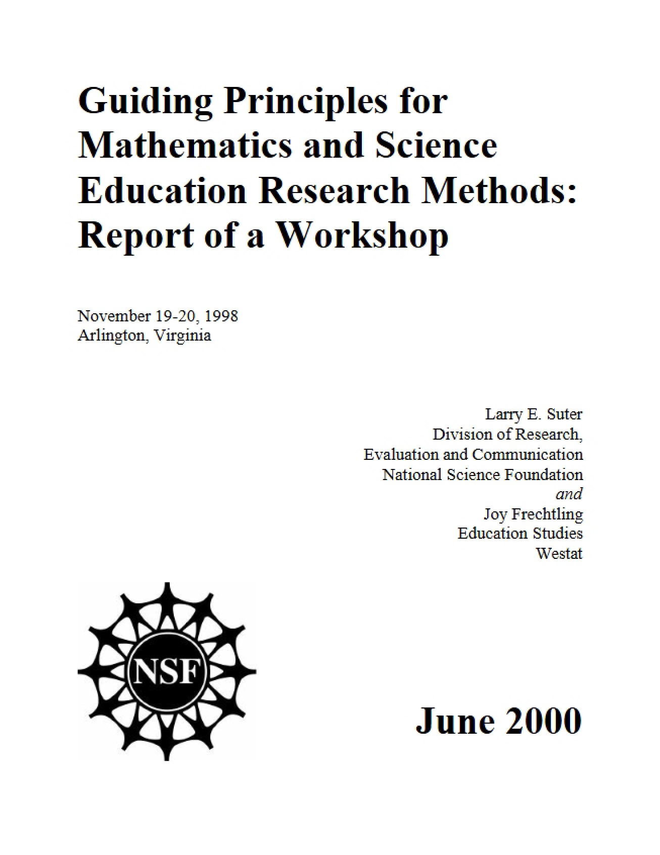 Research Methods Guiding Principles for Math and Science Ed