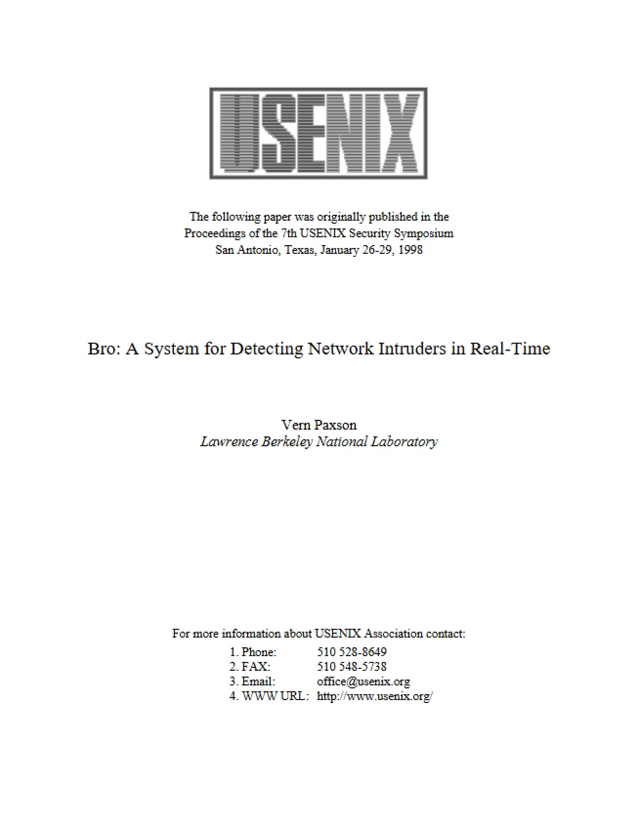 Bro Real-Time Intrusion Detection System