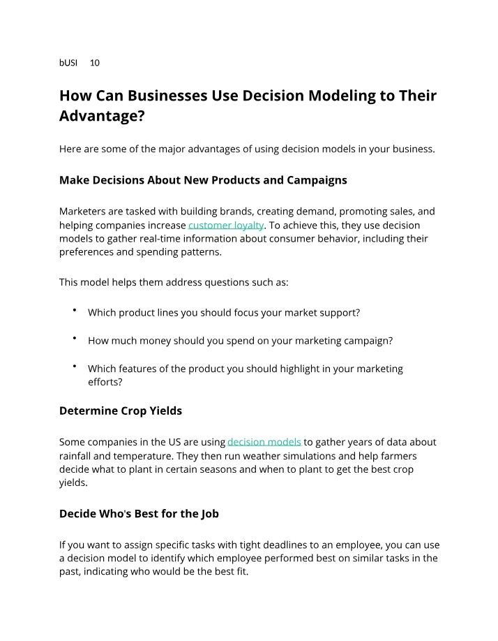 Using Decision Modeling for Business Advantage
