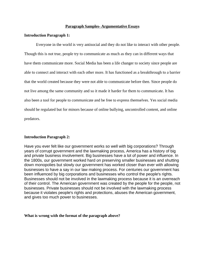 ENG 101 Paragraph Samples