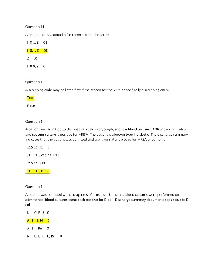 Chronic Atrial Fibrillation - Coding Questions