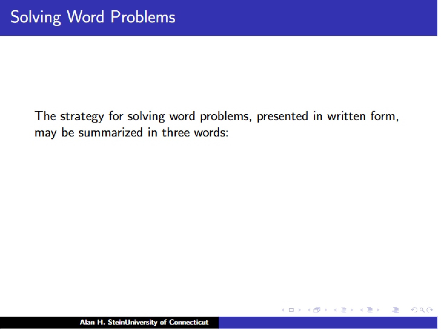 Solving Problems in Words