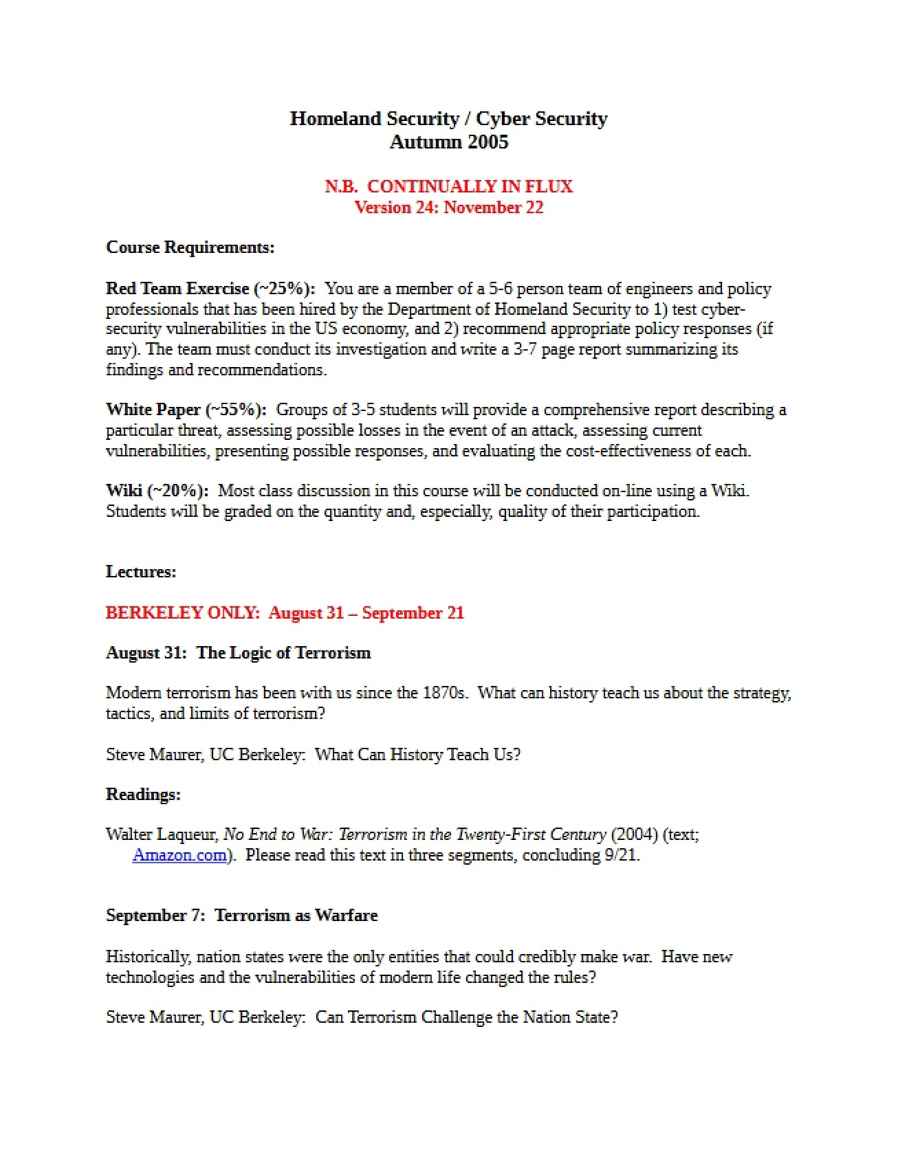 Class Outline