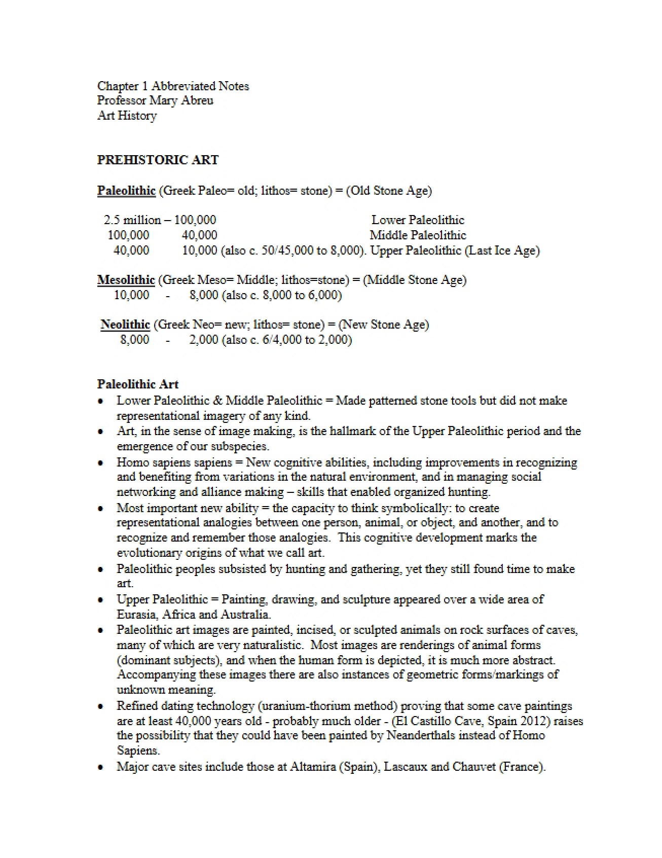 Abbreviated Notes Chapter 1