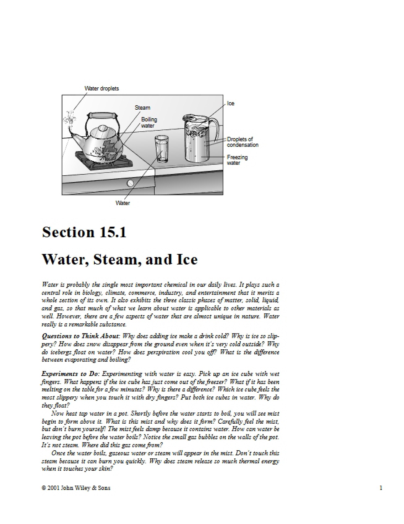 Ice, Steam, and Water