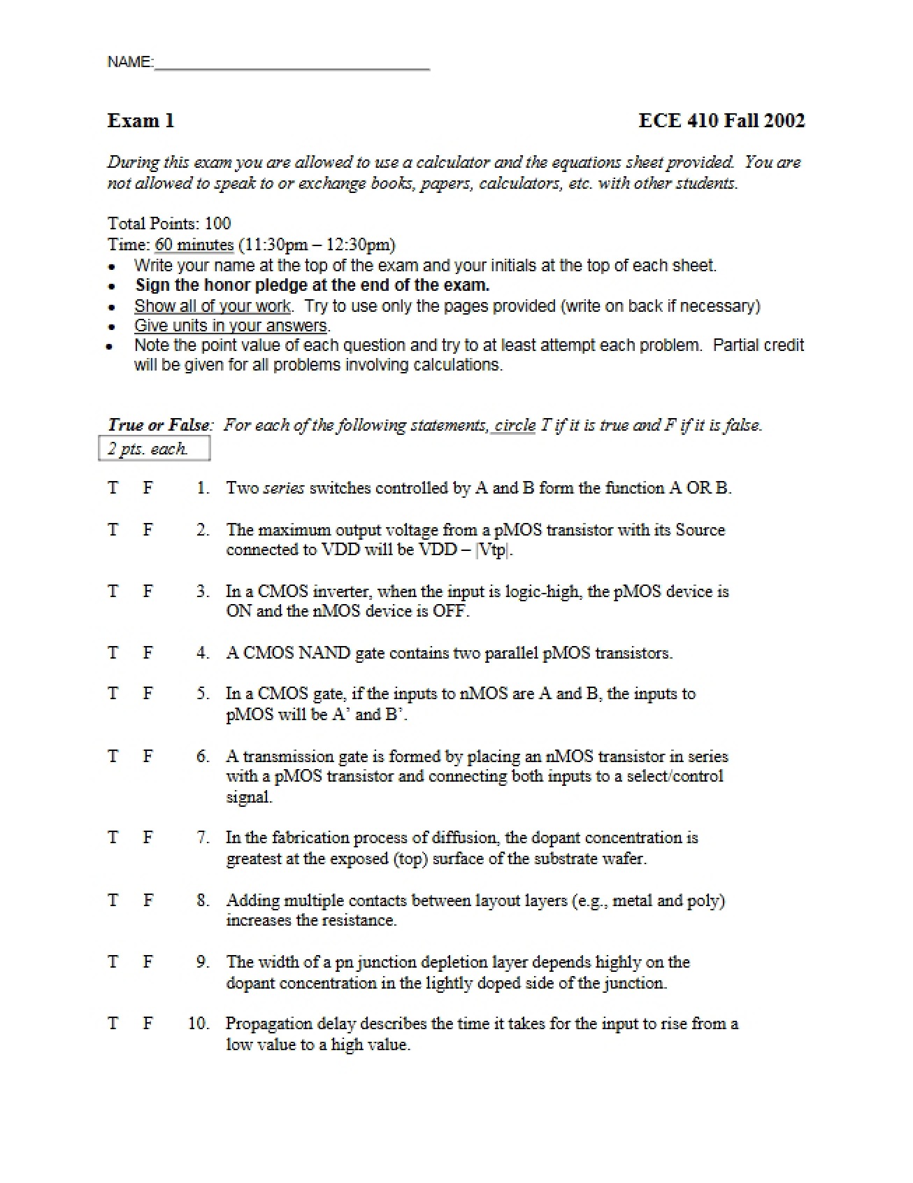 Examination One