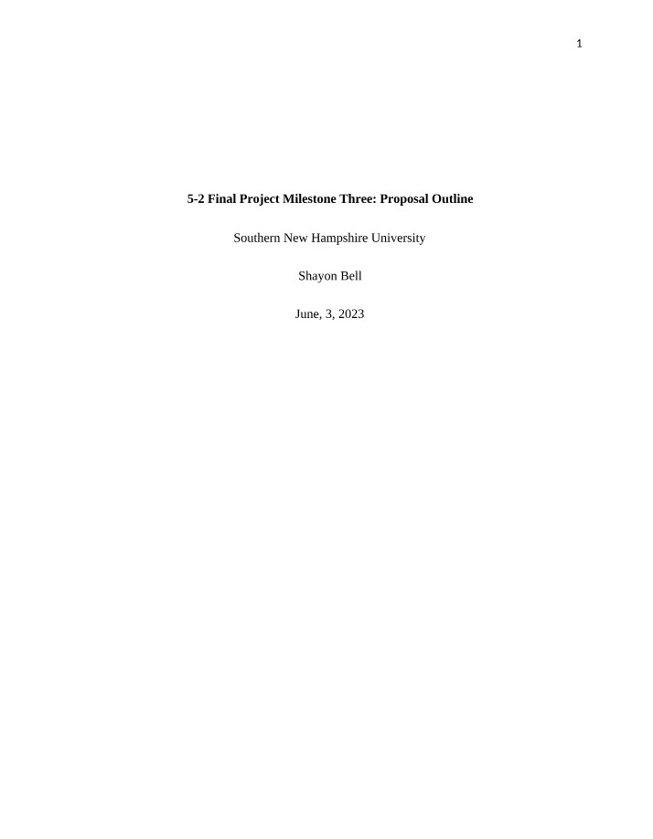 Outline for Proposal
