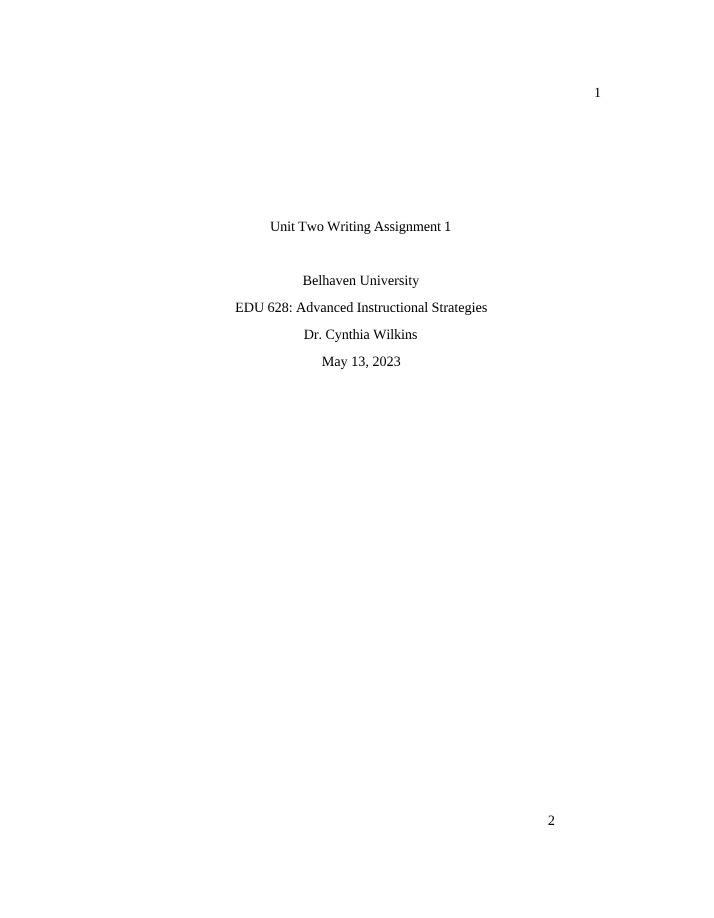 Assignment 1, Unit 2 - EDU 628