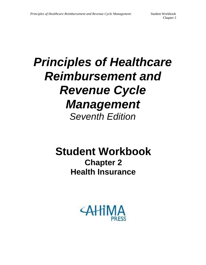 Principles of Healthcare Reimbursement