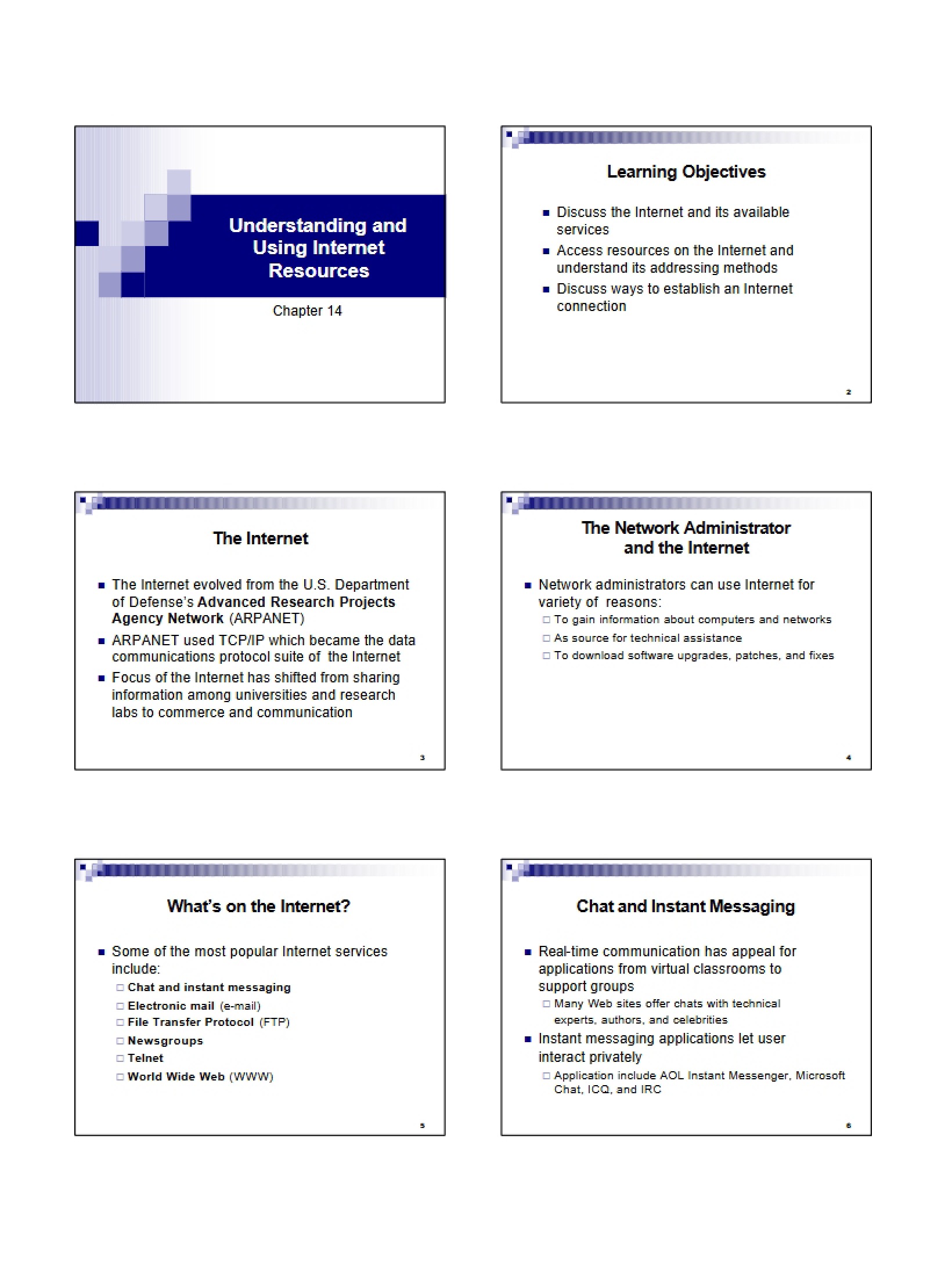 Using and Understanding Internet Resources