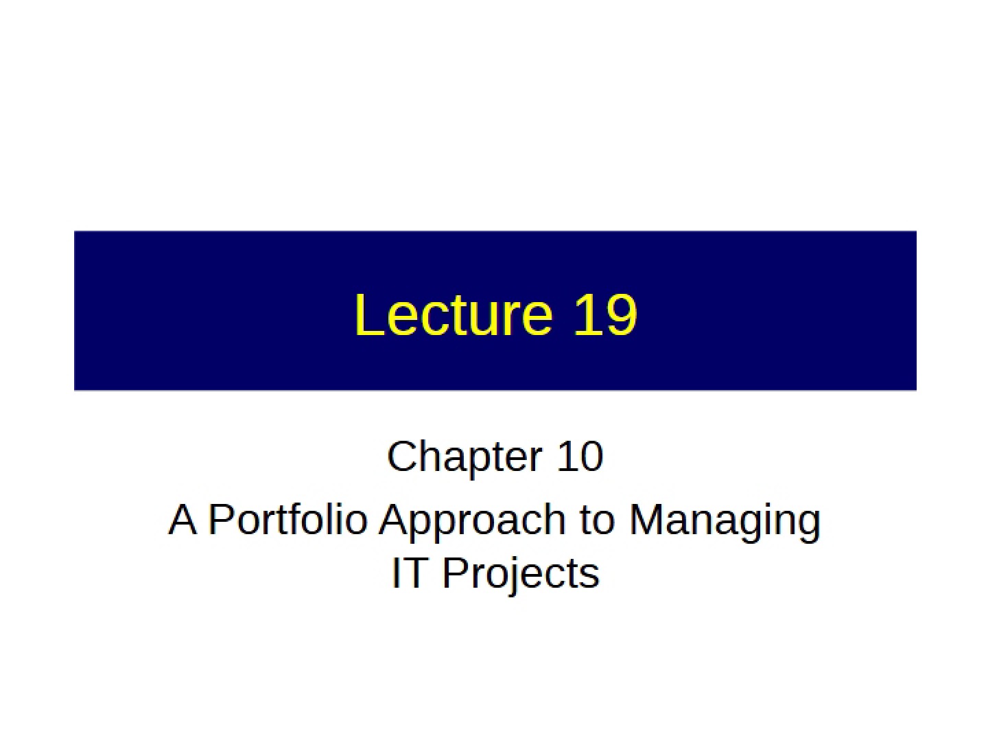 Managing Portfolio Approach