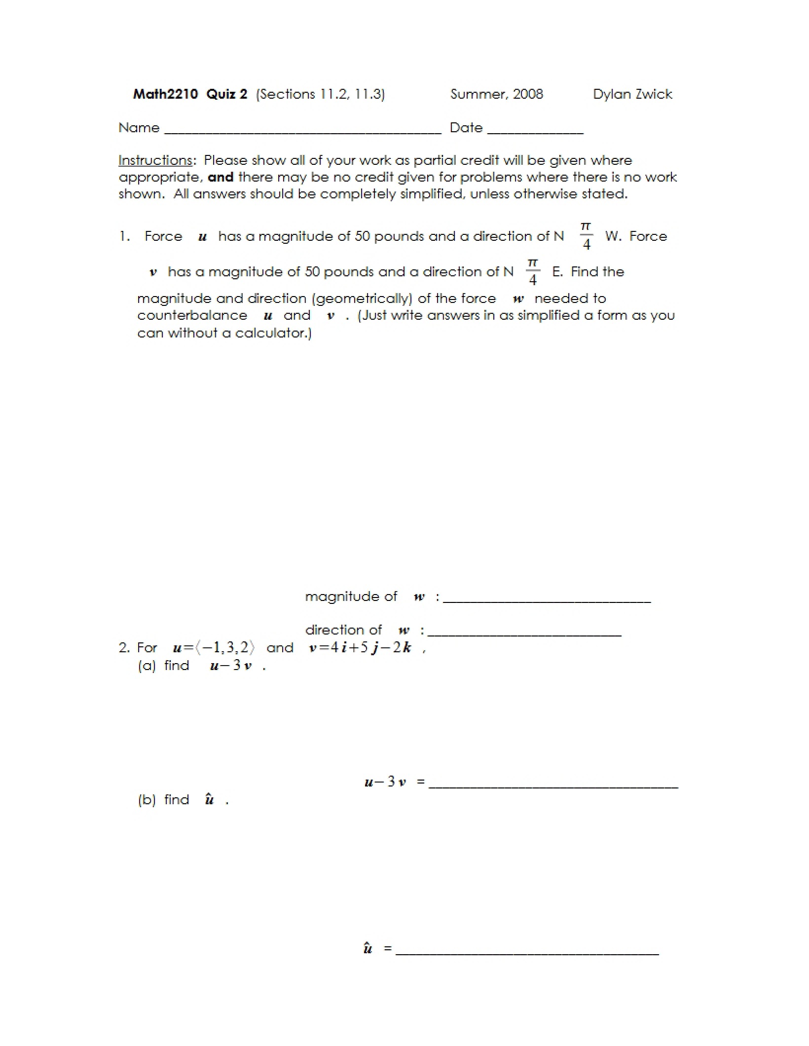 Quiz Number 2
