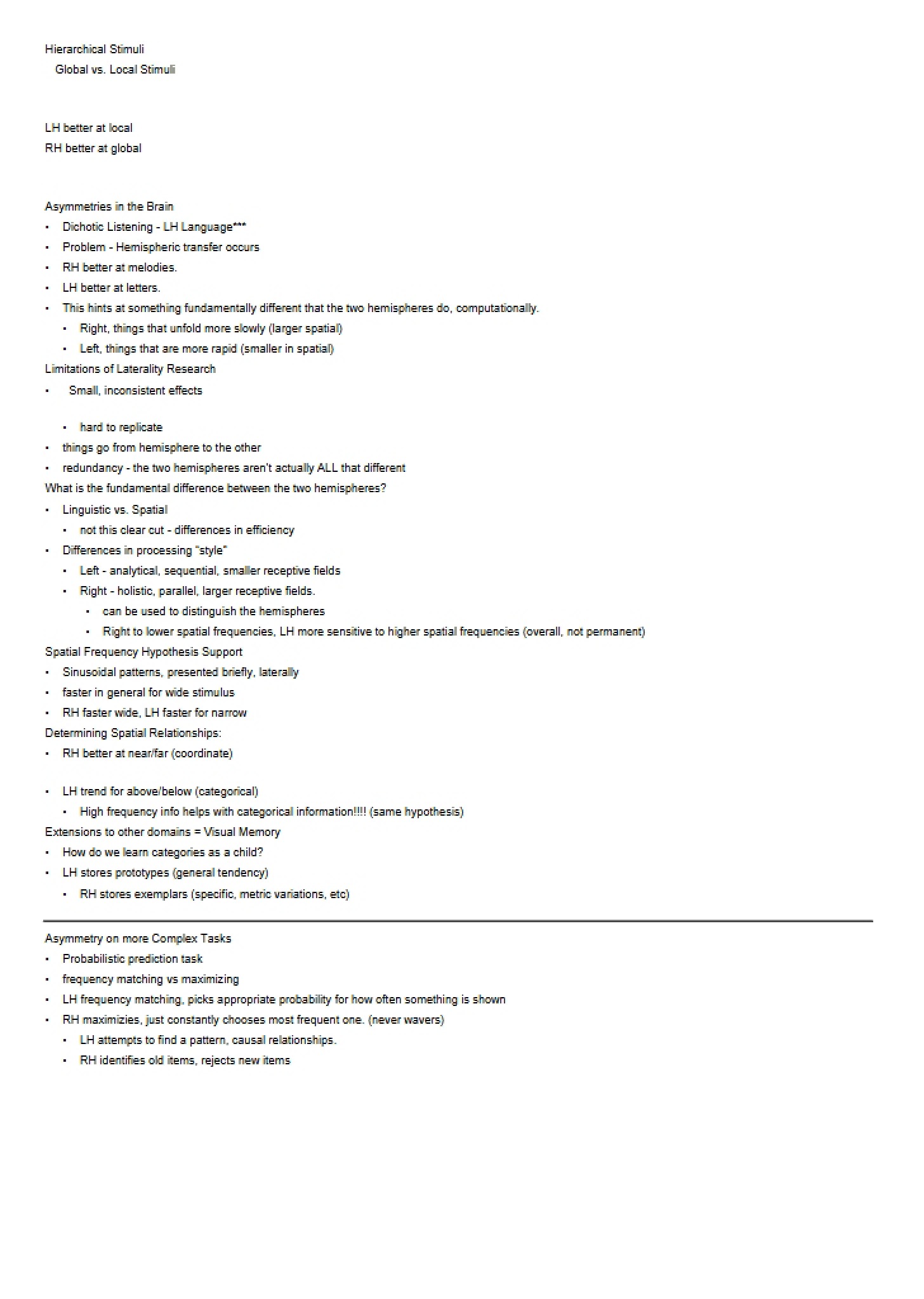 Stimuli Hierarchy
