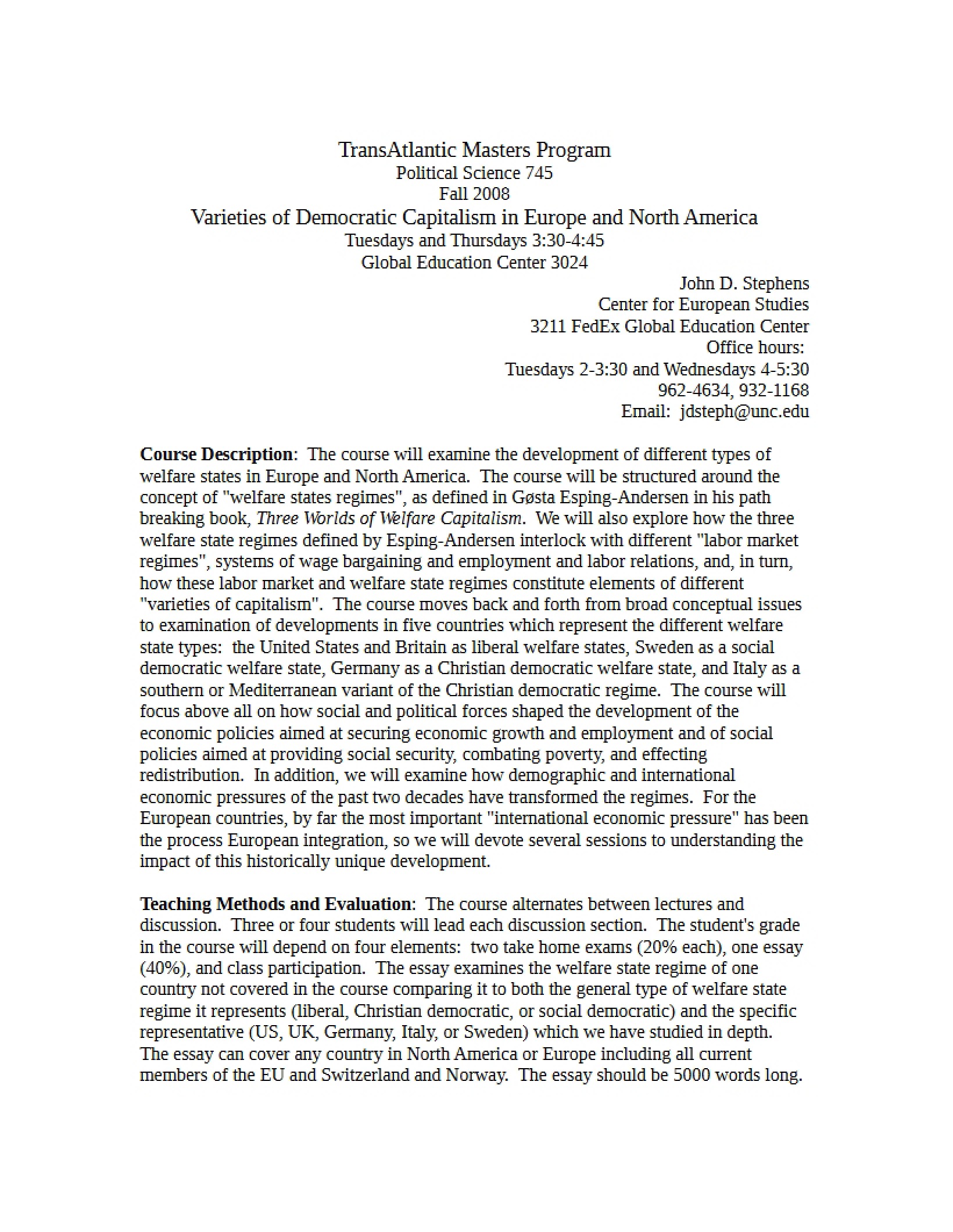 Poli Sci 745 Course Outline
