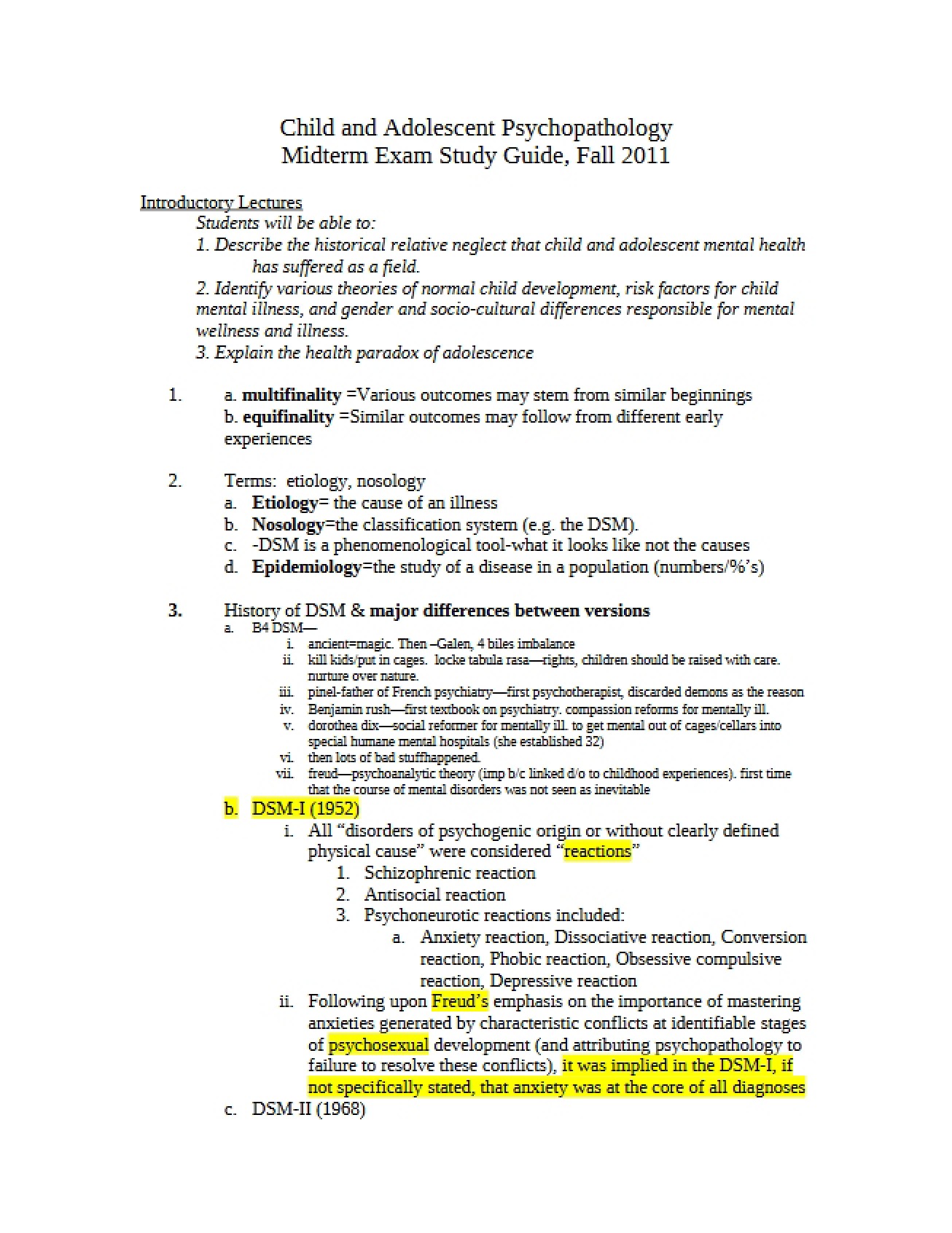 Study Guide for Midterm Exam