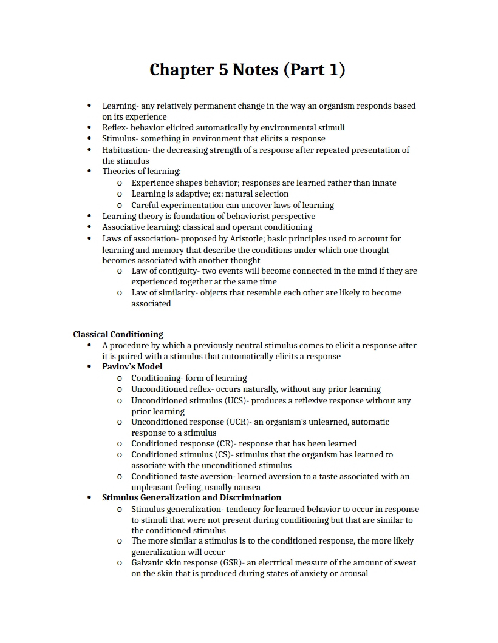 First Part Chapter 5 Notes
