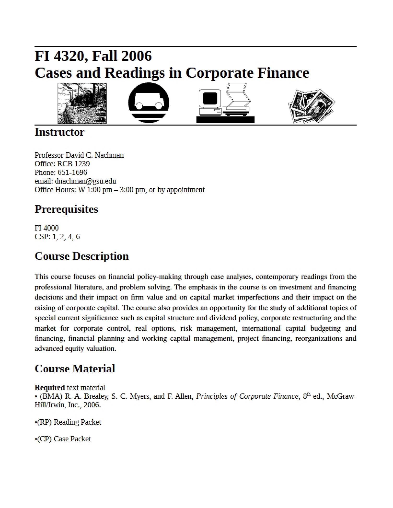 Fall 2006 Syllabus for FI 4320