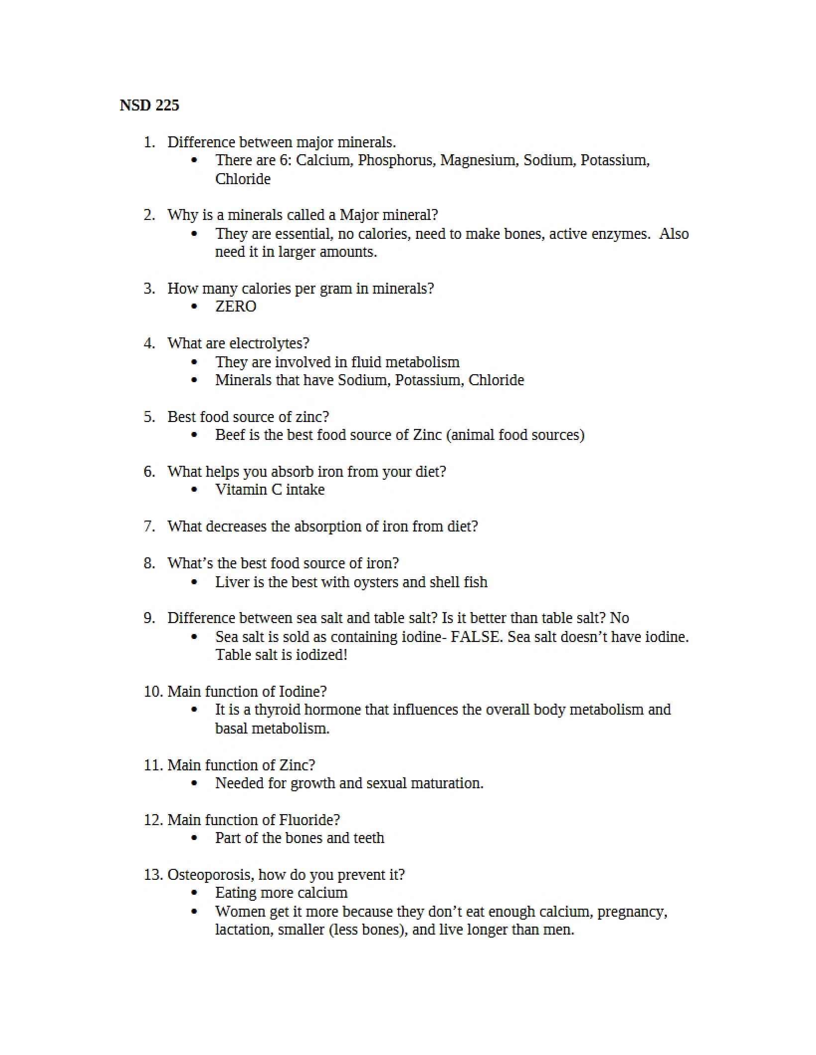 Health Nutrition Study Guide