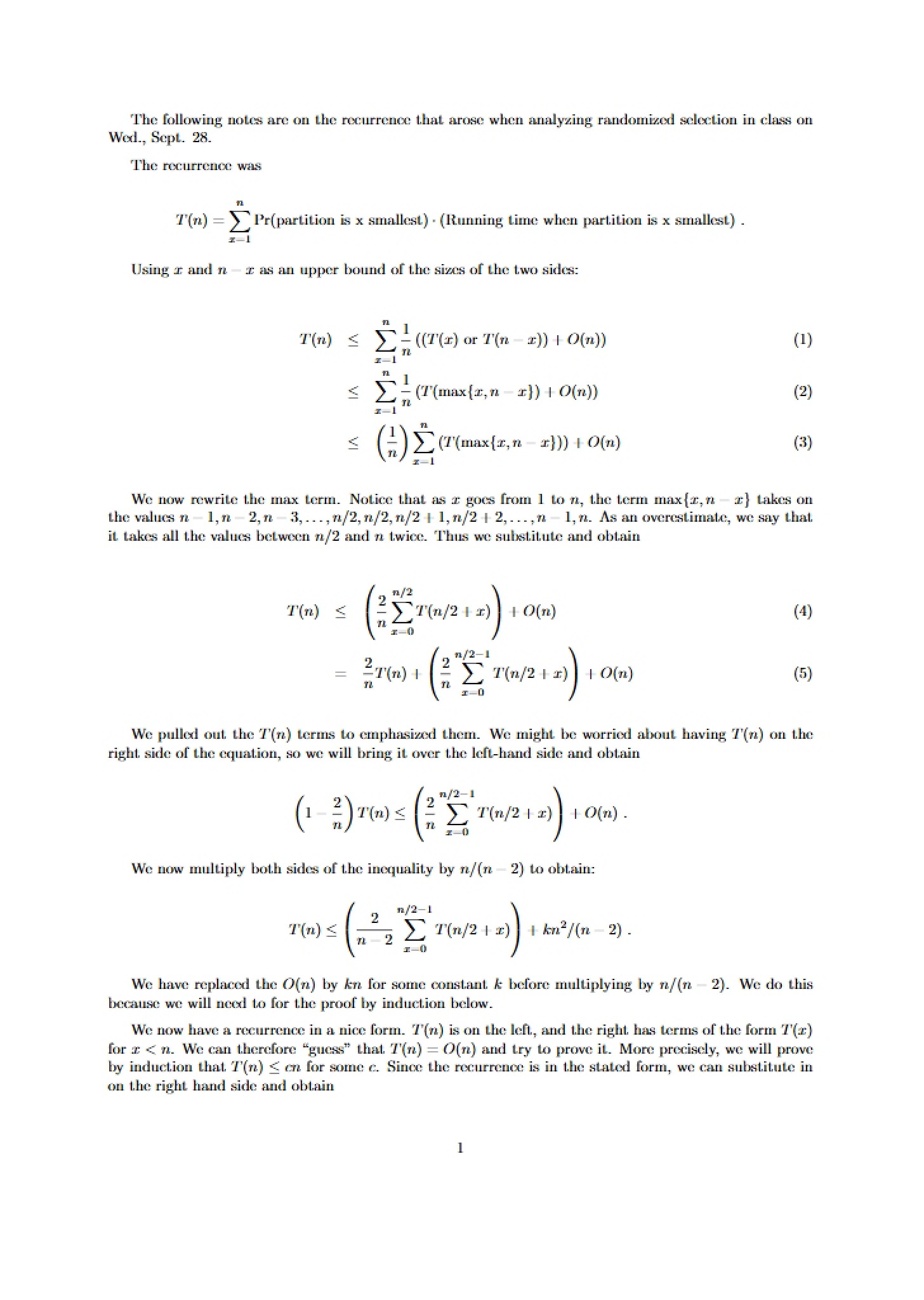 Notes on Selection Algorithms