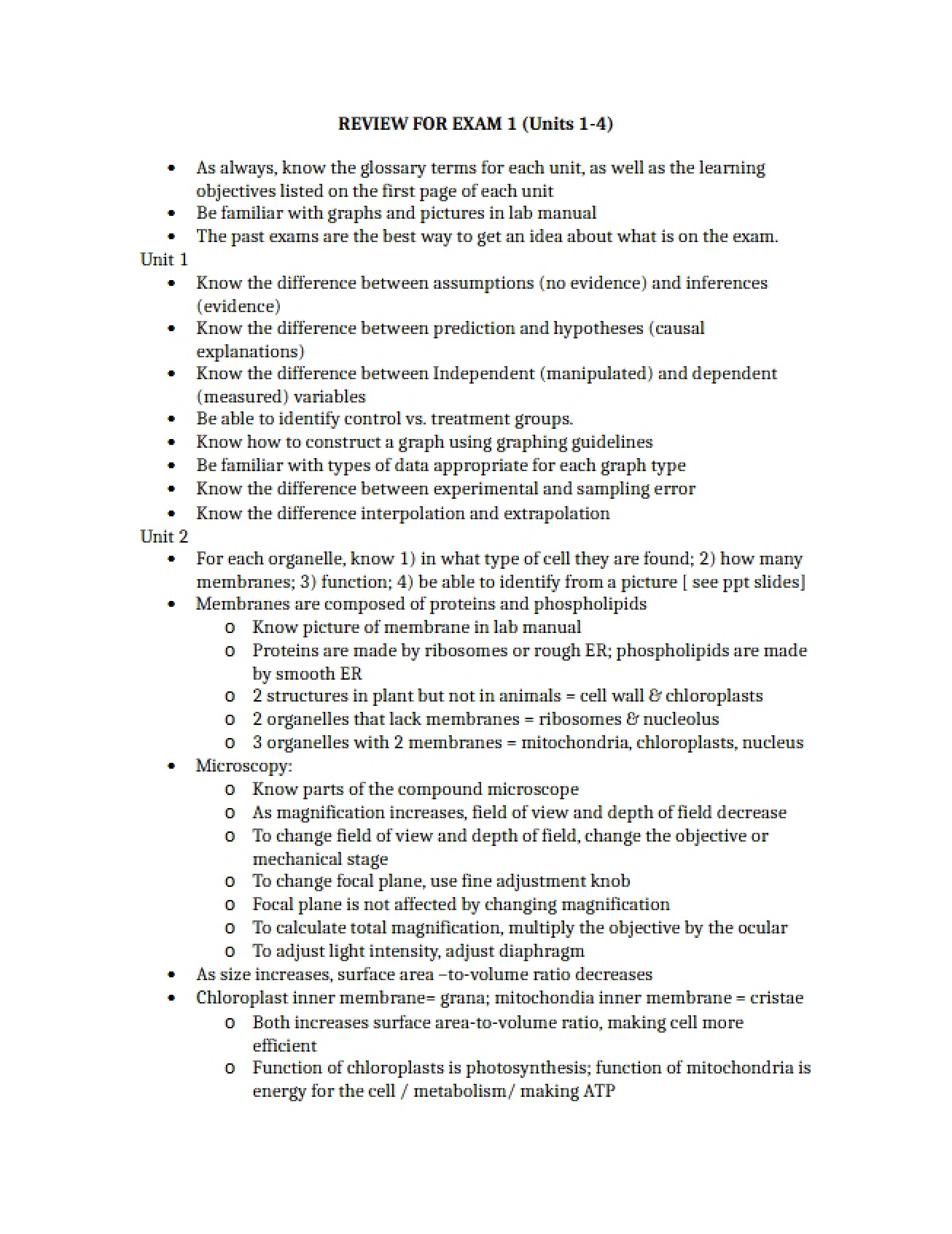 Exam 1 Prep