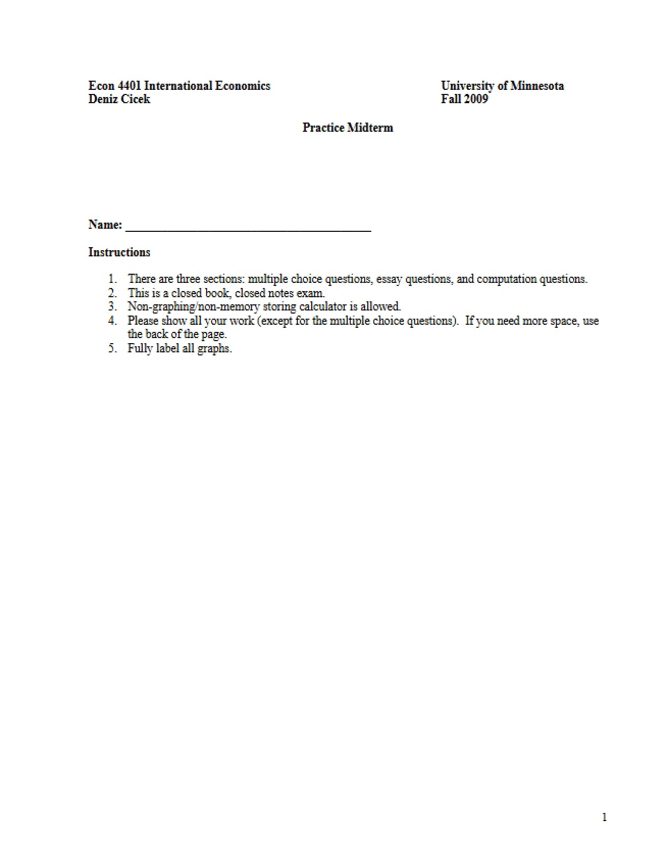 Midterm Practice Exam
