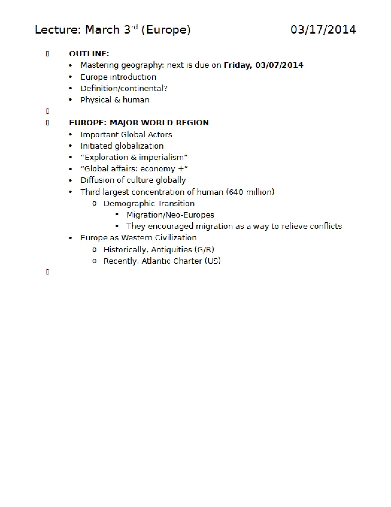 Lecture for the Third Test