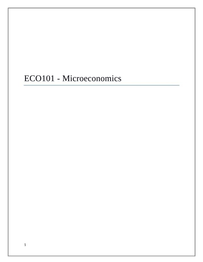 Microeconomics - ECO101