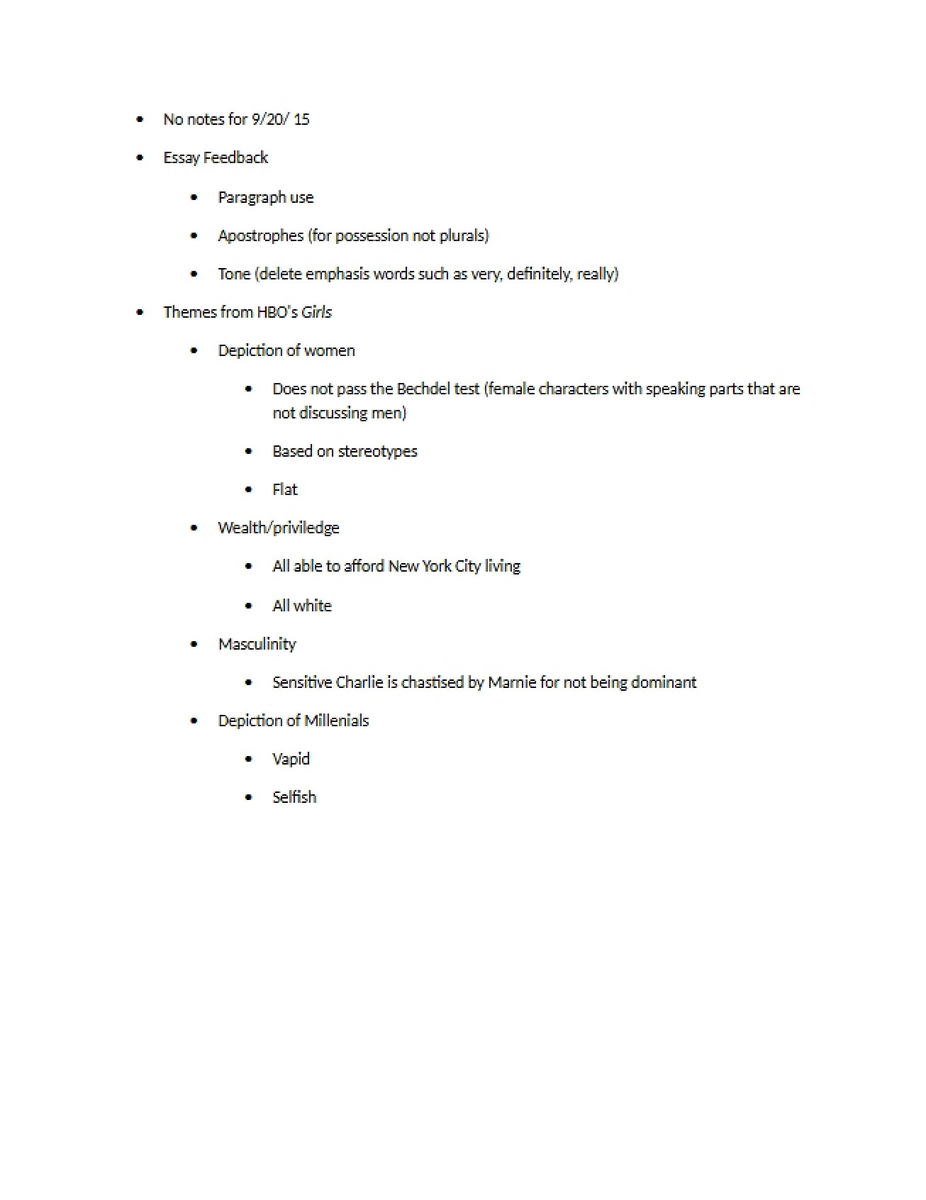 Feedback on Essay