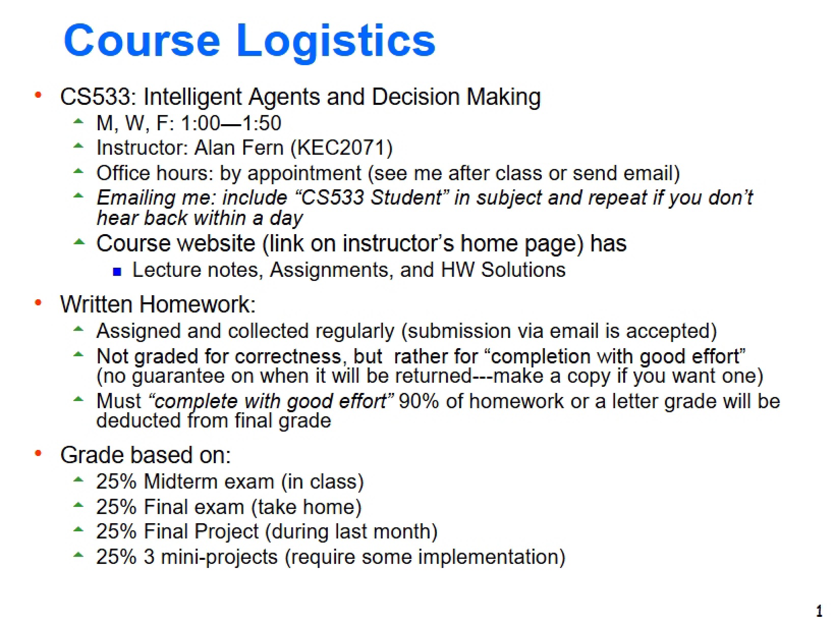 Logistics of the Course