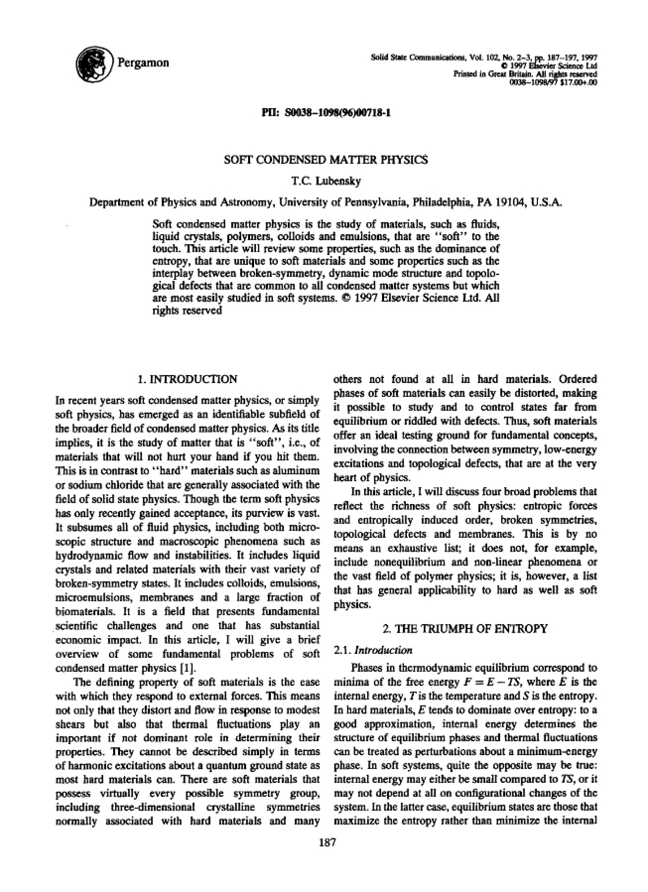 Introduction to Soft Condensed Matter Physics