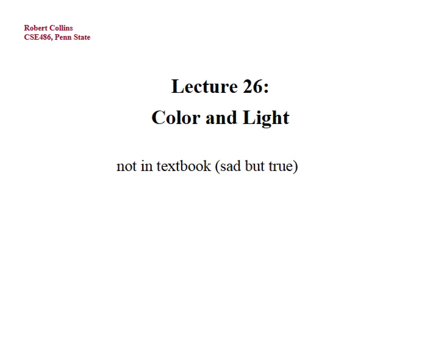 Color and Light (Lecture 26)