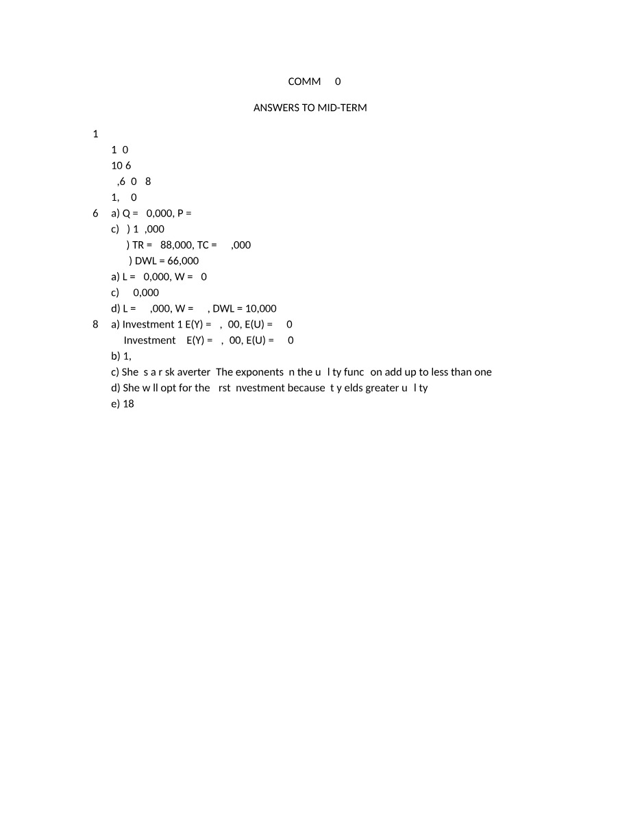 Answers for COMM220 Mid-Term 2
