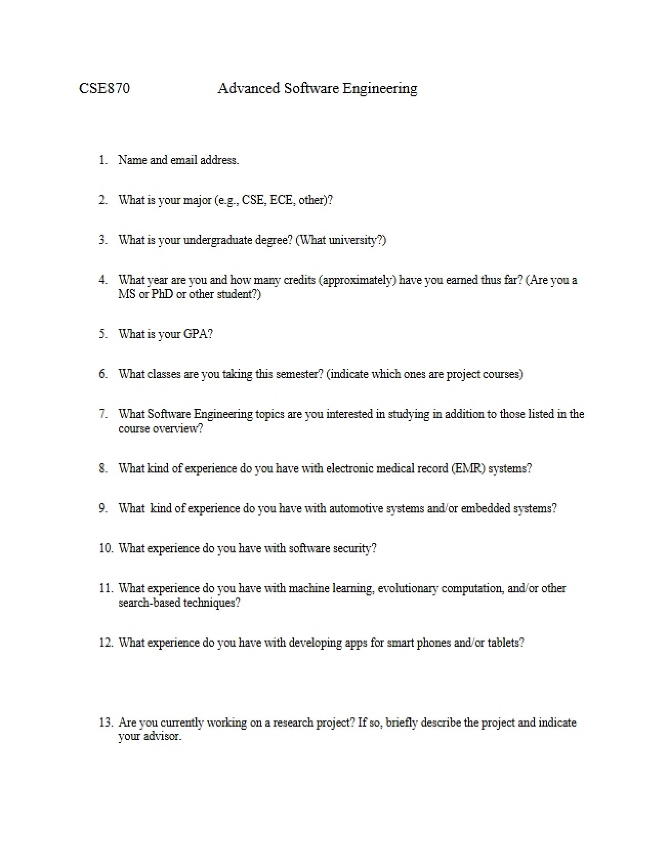 Course Survey