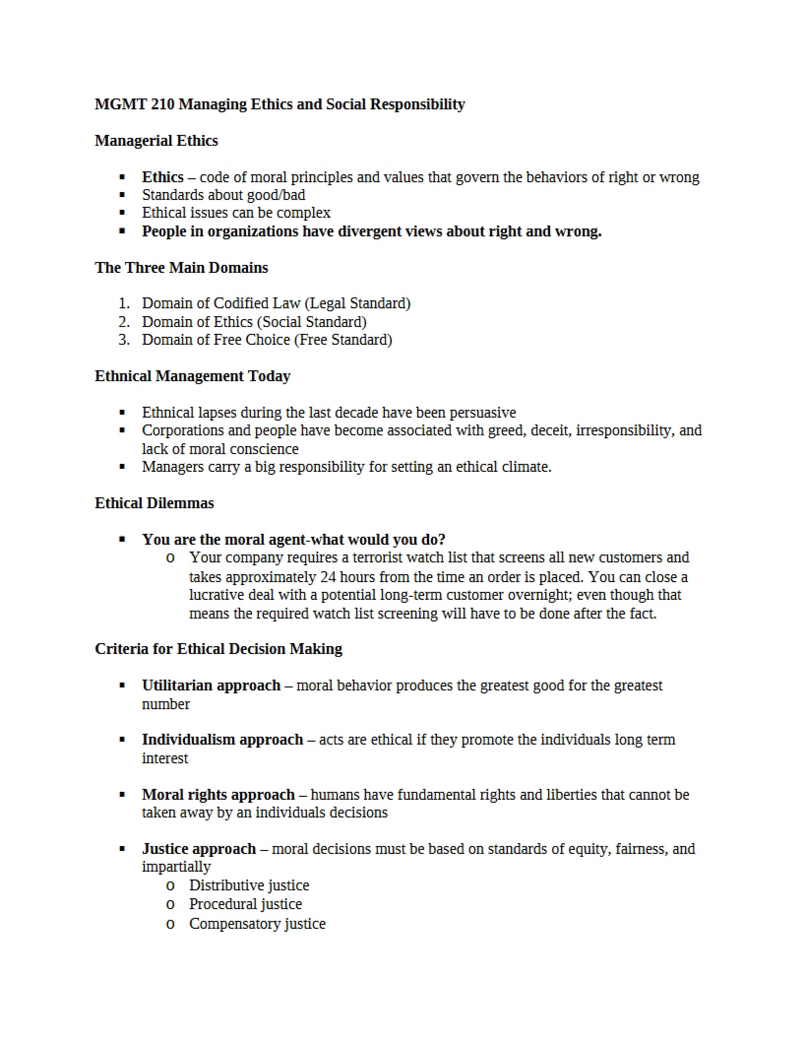 Ethics in Management