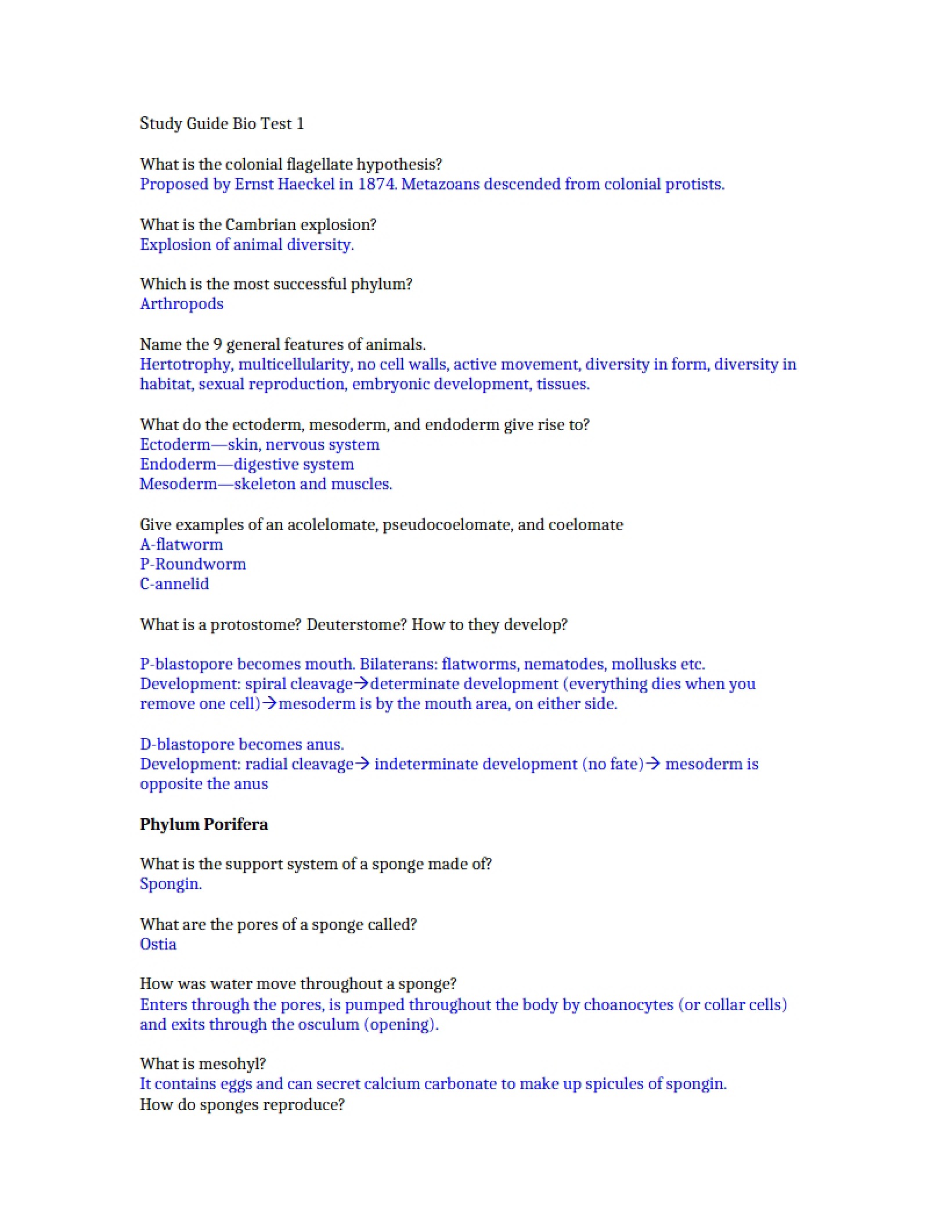 Biology 220 Study Guide