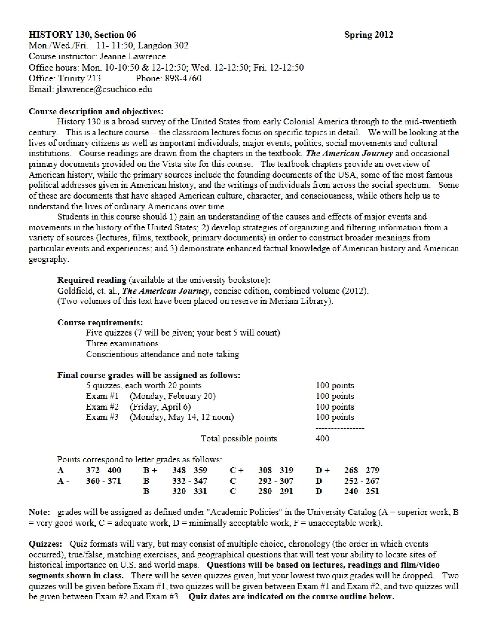American History Syllabus