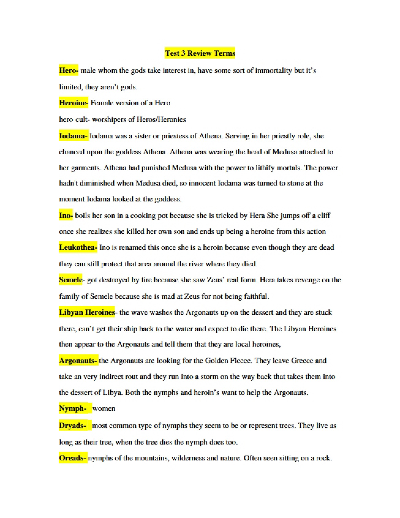 Review Terms for the Third Test