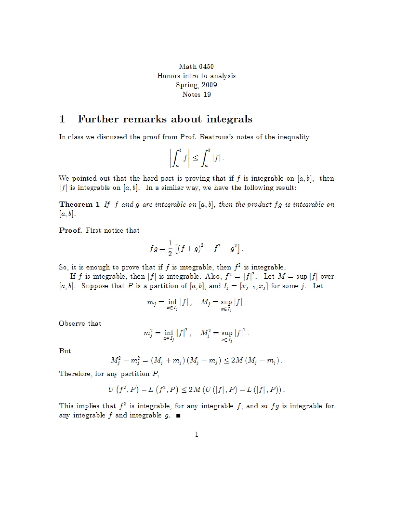 Course Notes MATH 0450