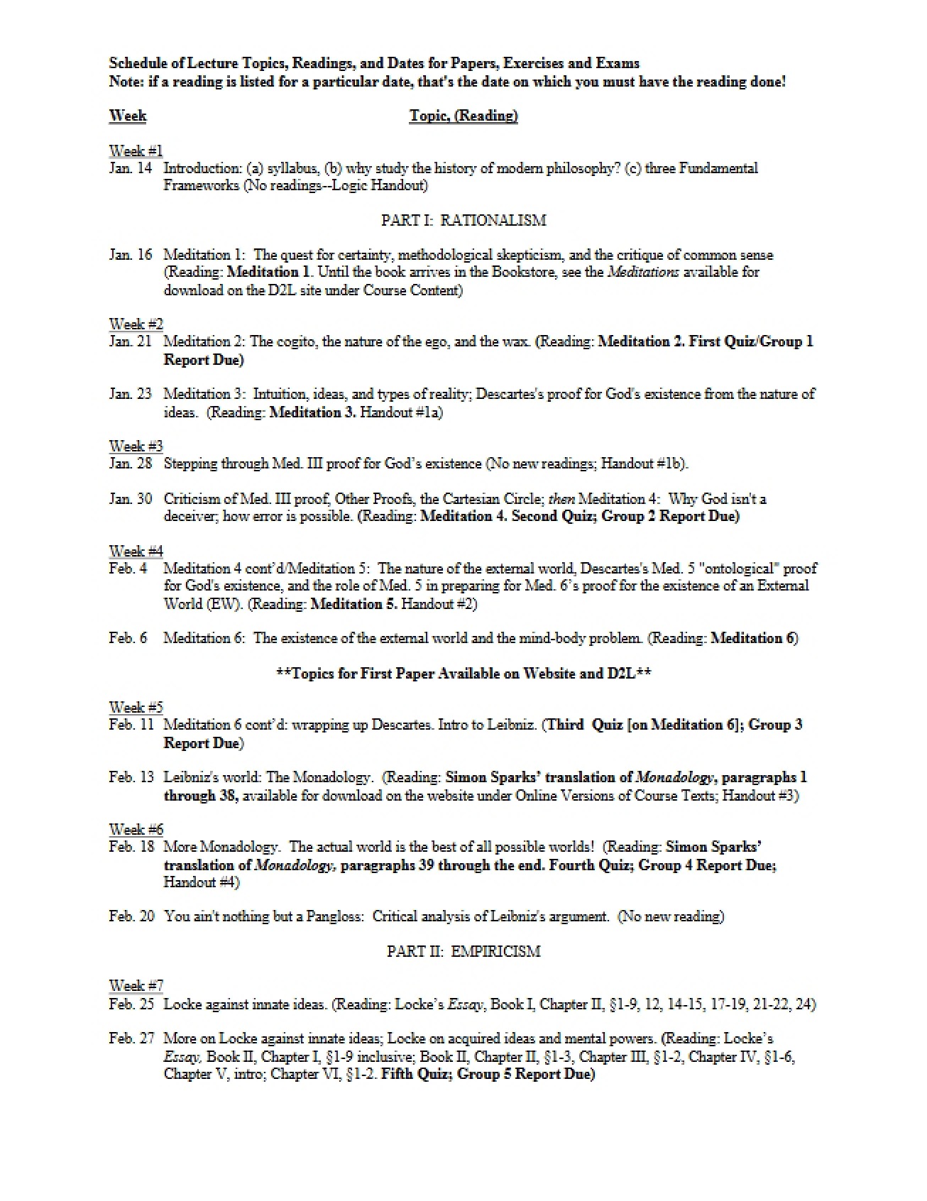 Schedule (First Instance)