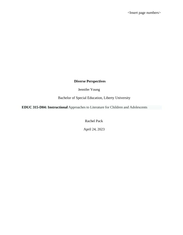 Literature for Children and Adolescents - Instructional Approaches