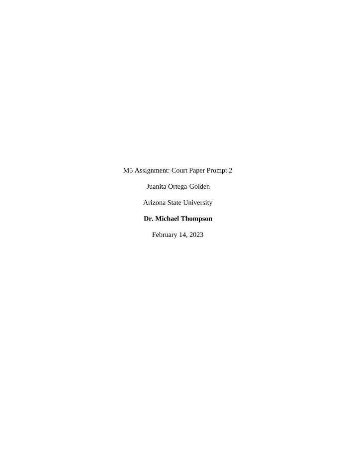 Court Paper Prompt 2 for CRJ 501